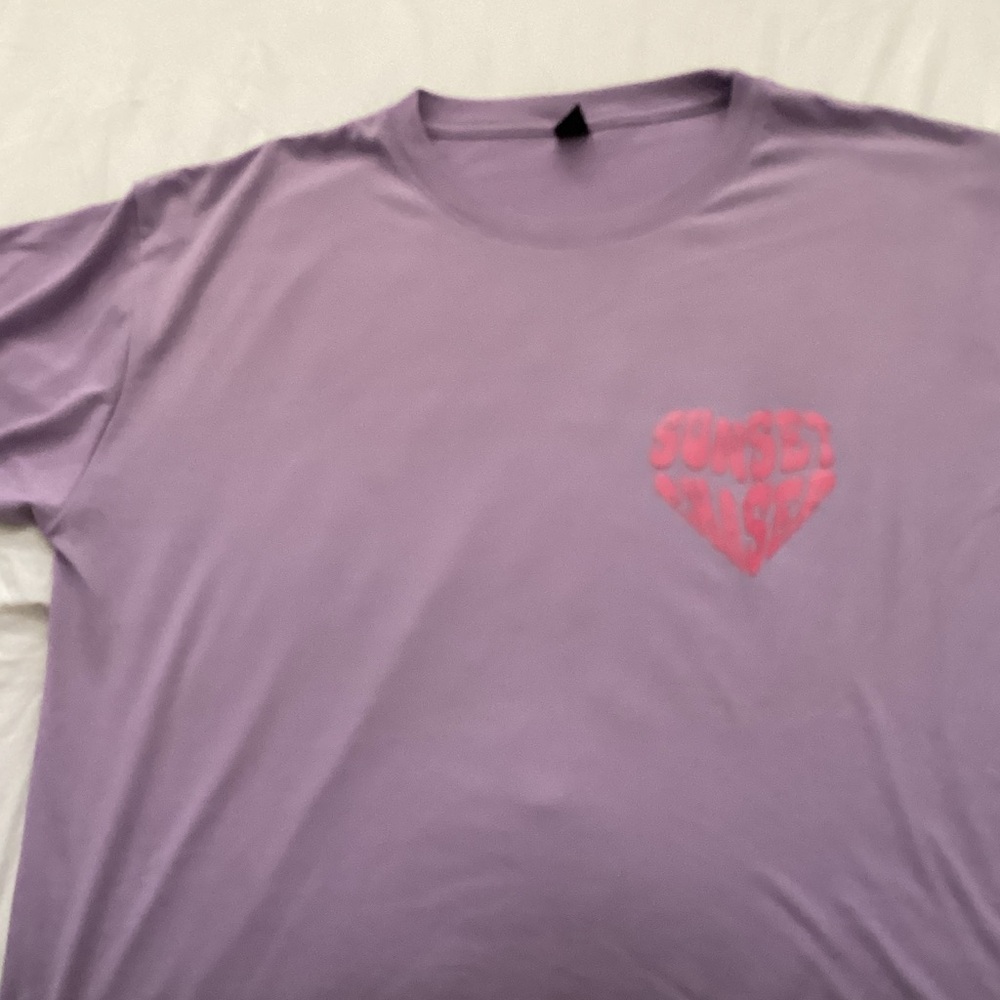 SHEIN Purple Tee with Pink Sunset Chaser Design